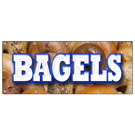 BAGELS BANNER SIGN Fresh Made Bagel Shop Deli Signs Hot Bakery
